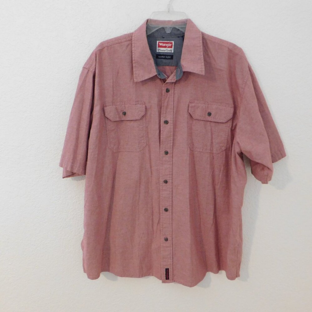Wrangler Mens 2XL Short Sleeve Button Down Flex For Comfort Casual Shirt